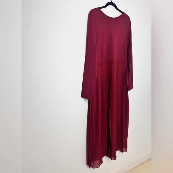 NEW J.Crew Pleated Ballet Dress Burgundy Stretch Cotton Blend A-Line Maxi Dress - Picture 4 of 11